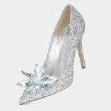 Arden Furtado Summer Fashion Women's Shoes Pointed Toe Sexy Elegant silver Pumps Stilettos Heels Elegant  Slip-on shoes