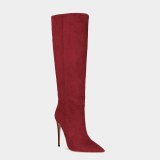 Arden Furtado 2020 Fashion Women's Shoes Elegant pure color wine red Women's Boots Knee High Boots 44 45