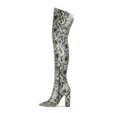 Arden Furtado 2020 Fashion Women's Shoes chunky Heels Serpentine Women's Boots zipper over the knee thigh high Boots 44 45