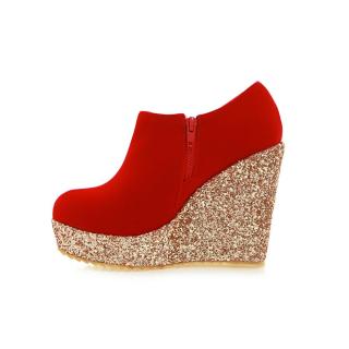 Arden Furtado winter autumn platform  bling bling fashion ankle boots shoes for woman pure color red casual woman boots