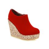 Arden Furtado winter autumn platform  bling bling fashion ankle boots shoes for woman pure color red casual woman boots