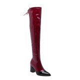 Arden Furtado spring and autumn 2020 fashion women's shoes  Pointed Toe Chunky Heels zipper  over the knee boots Big size 47 48