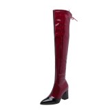 Arden Furtado spring and autumn 2020 fashion women's shoes  Pointed Toe Chunky Heels zipper  over the knee boots Big size 47 48