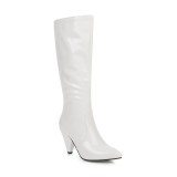 Arden Furtado Fashion  Autumn Winter Strange style heels Pointed Toe Women's boots Knee high boots white Fashion  Booties 46 47
