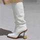 Arden Furtado Fashion Women's Shoes Elegant Women's Boots Slip-on strange style pleated white nude Knee High Boots big size