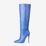 Arden Furtado autumn Fashion Women's Shoes Elegant stilettos heels Knee High Boots big size burgundy purple blue boots 43