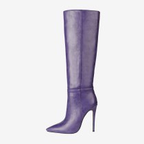 Arden Furtado autumn Fashion Women's Shoes Elegant stilettos heels Knee High Boots big size burgundy purple blue boots 43