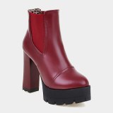 Arden Furtado 2020 Fashion Women's Shoes Elegant pure color red Women's Boots Round Toe Slip-on red Short Boots pleated 43