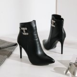 Arden Furtado Fashion Women's Shoes Winter Pointed Toe Stilettos Heels Zipper White Leather Mature Elegant Ladies Boots 43
