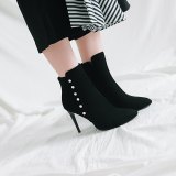 Arden Furtado Fashion Women's Shoes Winter Pointed Toe Stilettos Heels Zipper Leather Mature Elegant Ladies Boots big size 43