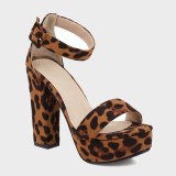 Arden Furtado summer fashion women's shoes sexy Leopard Print elegant buckle sandals Chunky Heels Waterproof size 32 43 new