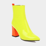 Arden Furtado 2020 autumn Fashion Women's Shoes Elegant Pointed Toe yellow Mixed Colors Chunky Heels Women's Boots Small size 31Big size 48