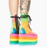 Arden Furtado Fashion Women's Shoes Elegant Women's Boots PVC Round Toe Cool boots Cross Lacing Zipper platform ankle Boots