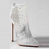 Arden Furtado Fashion Women's Shoes Elegant Women's zipper stilettos heels ankle Boots crystal wedding shoes Lace boots 45