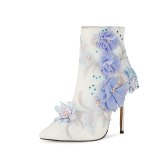 Arden Furtado Fashion Women's Shoes Elegant Women's zipper stilettos heels ankle Boots flowers wedding shoes Lace boots
