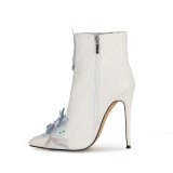 Arden Furtado Fashion Women's Shoes Elegant Women's zipper stilettos heels ankle Boots flowers wedding shoes Lace boots