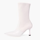 Arden Furtado 2020 Women's Shoes stilettos heels sexy ankle Boots  white new Slip on pointed toe Fashion boots 40