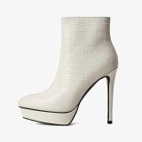 Arden Furtado 2020 Fashion spring autumn Women's Shoes Elegant Platform sexy white Women's Boots stilettos heels leather 40