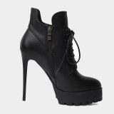 Arden Furtado 2020 autumn Fashion Women's Shoes Cross Lacing pure color Stilettos Heels white Elegant zipper ankle Boots 42 43