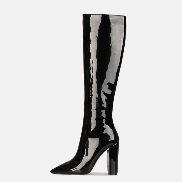 Arden Furtado 2020 winter Fashion Women's Shoes Elegant sexy new pointed to Block heels knee High Boots 44 45