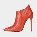 Arden Furtado 2020 Women's Shoes stilettos heels sexy ankle pure color Boots red yellow zipper new pointed toe Fashion boots 45