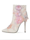 Arden Furtado Fashion Women's Shoes Winter Pointed Toe sexy new Zipper Flower Stilettos Heels Matur ankle boots big size 45