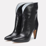 Arden Furtado 2020 Fashion Women's Shoes Elegant pure color brown Women's Boots Slip-on stiletto heels Half Boots 47 48