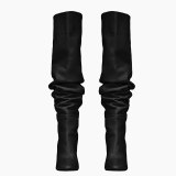 Winter Women Boots  Fashion Concise Slip on pure color Leopard Print  Office lady  Knee High Boots  Woman large size 48