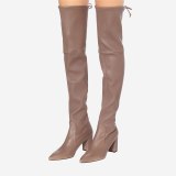 Winter Women Boots  Fashion Elegant Concise Slip on pure color  brown Office lady  Over The Knee High Boots Woman large size 48
