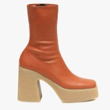 Arden Furtado Fashion Women's Shoes Winter Sexy Elegant Ladies Boots Square Head Short BootsChunky Heels orange ankle boots