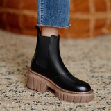 Arden Furtado 2021 Spring and Autumn fashion boots pure color Round Toe Concise Slip-on Comfortable Elegant ankle boots