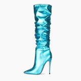 Arden Furtado 2020 Fashion Women's Shoes Pointed Toe Stilettos sexy Heels Elegant Women's Boots pleated thigh High Boots 43 45