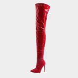 Arden Furtado 2021 Winter Fashion Elegant Pointed Toe Stilettos Extreme Heels Zipper Sexy Ladies White Thigh High Boots 41 42 43