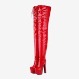 Arden Furtado 2020 winter The new fashion Cross tied Side zipper Women's boots black Coarse with high heels Over the knee boots