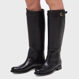 Arden Furtado fashion contracted With low Buckle Slip on Women's boots Black Motercycle boots  brown Knee high boots