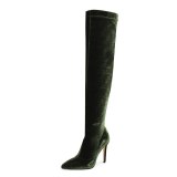 Arden Furtado 2021 winter fashion boots  Elegant Stilettos Heels red silver green  Over The Knee High Boots Big size  42