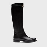 Arden Furtado fashion contracted With low Buckle Slip on Women's boots Black Motercycle boots  brown Knee high boots