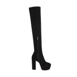 Arden Furtado Fashion Women's Shoes Winter Sexy Elegant Zipper Chunky Heels Round Toe Waterproof suede Over The Knee High Boots