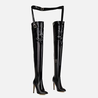 Arden Furtado 2021 Fashion Pointed toe Stiletto heels zipper boots Female boots red Over the knee boots Stretch Pants boots 45
