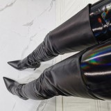 Arden Furtado winter fashion pointed toe Stilettos heels Stilettos heels sexy Side zipper black Over the knee boots   46  47 new