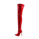 Arden Furtado 2021 Winter Fashion Elegant Pointed Toe Stilettos Extreme Heels Zipper Sexy Ladies White Thigh High Boots 41 42 43
