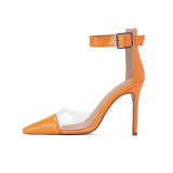 Arden Furtado summer spike Women's shoes fashion pointed toe Package to baotou sexy A word strap orange Sandals 46 47 new