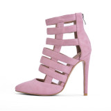 Arden Furtado Summer spring elegant pointed toe  Women's shoes  fashion fter the zipper pink Stiletto heels for women sandals 46 47 new