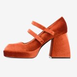 Arden Furtado Summer Fashion Women's Shoes Buckle Strap Square Toe Red Chunky Heels Sexy Elegant Pumps Party Shoes Size 42 43