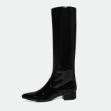 Arden Furtado winter fashion 2021 chunky heels Women's boots  Slip-on red  Round Toe Knee high boots 34-40