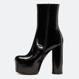 Arden Furtado spring autumn chunky heels 11CM burgundy boots party shoes ladies round toe platform half boots