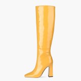 Arden Furtado 2021 Fashion Winter Chunky Heels Pure Color Square Head Knee High Boots Classics Chunky Heels Big size 44 45