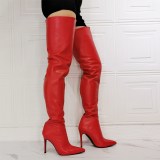 Arden Furtado Winter  fashion pointed toe After the zipper Women's boots sexy red Stilettos heels over the knee boots  46 47 new