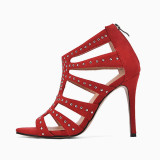 Arden Furtado Summer fashion  pointed toe Package with After the zipper Women's shoes sexy Stilettos heels diamond red sandals 46 47 new