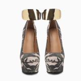 Arden Furtado Summer fashion wedges peep toe platform shoes Women's shoes Sexy camouflage buckles Sandals  46 47 new
